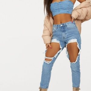 MID WASH BOYFRIEND EXTREME RIP JEAN